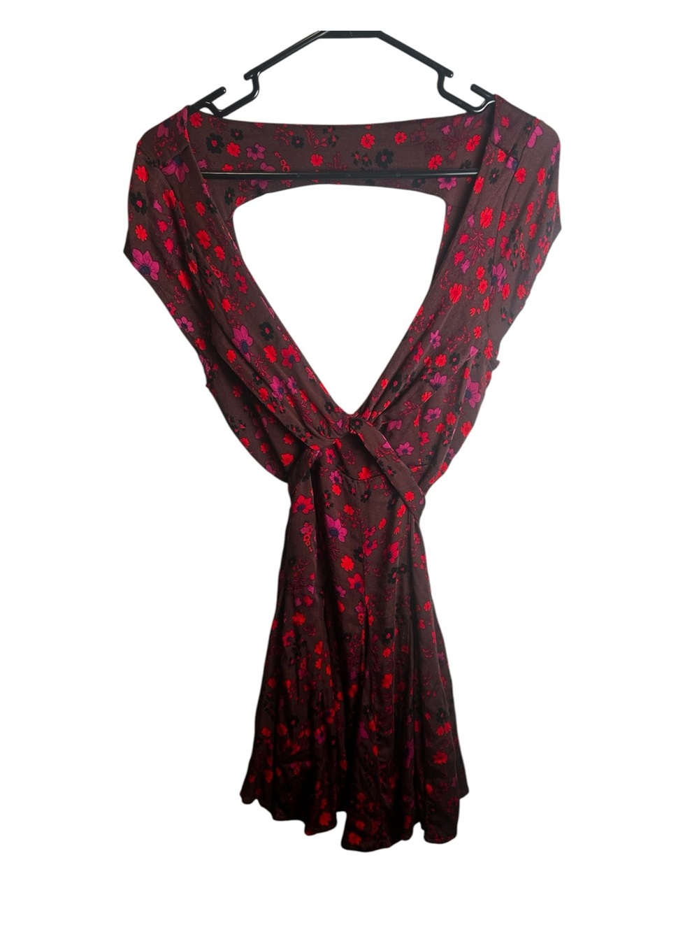 NWOT Free People It Takes Two Wrap Dress Small Floral Tie Back Cutout - Picture 4 of 6